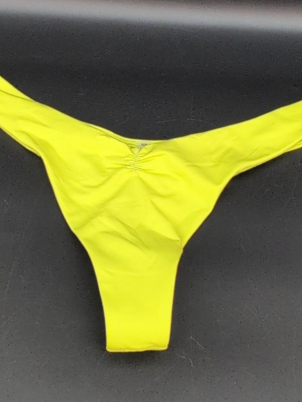 Victoria's Secret Swim Ruched Front High Leg Thong Bikini Bottom Lime L NWT
